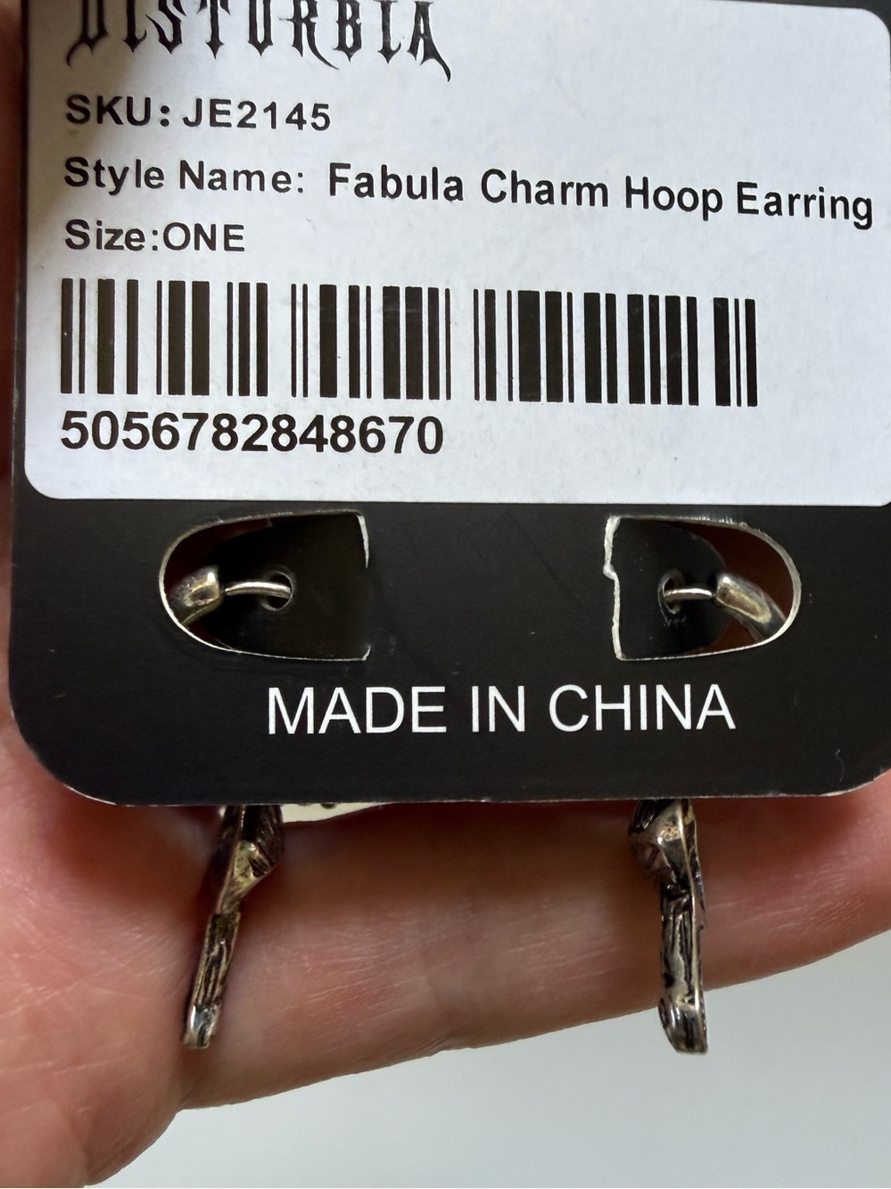 Disturbia Fabula Silver-Plated Hoop Earrings with Mushrooms NWT - Picture 5 of 5